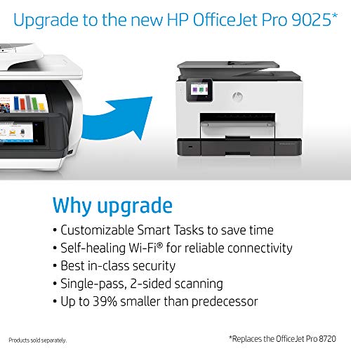HP OfficeJet Pro 8720 All-in-One Wireless Color Printer, HP Instant Ink or Amazon Dash replenishment ready - White (M9L75A)