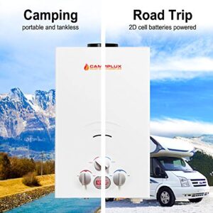 Tankless Water Heater, Camplux 2.64 GPM Outdoor Propane Gas Water Heater for Camping, BW264, White