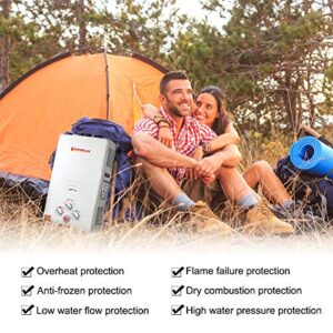 Tankless Water Heater, Camplux 2.64 GPM Outdoor Propane Gas Water Heater for Camping, BW264, White
