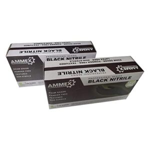 ammex abnpf46100 (2 pack) black nitrile glove, medical exam, latex free, disposable, powder free, size large
