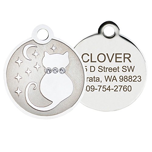 GoTags Designer Pet ID Tags in Stainless Steel for Dogs and Cats, Custom Engraved with 4 Lines of Personalized ID, Cute, Unique Pet Tags in Several Fun Designs