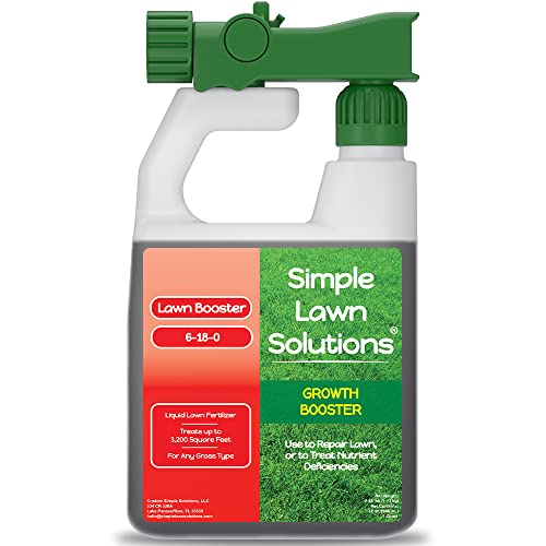 Extreme Grass Growth Lawn Booster- Liquid Spray Concentrated Starter Fertilizer with Humic Acid- Any Grass Type- Simple Lawn Solutions (32 oz. w/Sprayer)