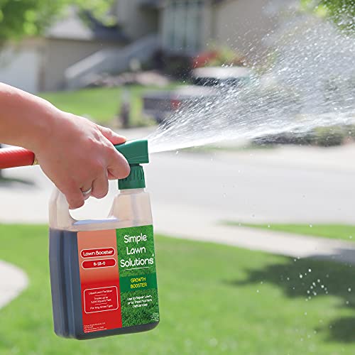 Extreme Grass Growth Lawn Booster- Liquid Spray Concentrated Starter Fertilizer with Humic Acid- Any Grass Type- Simple Lawn Solutions (32 oz. w/Sprayer)