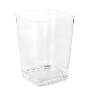 huang acrylic clear square wastebasket trash can | garbage container bin for bathrooms, kitchens, home offices | shatter-proof, stylish, durable and compact design