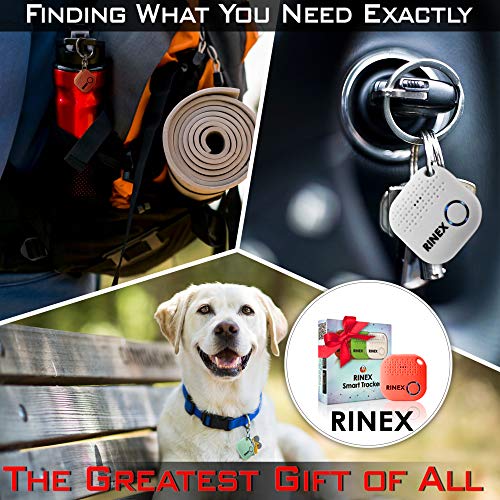 Bluetooth Key Finder – Key Locator Device with App, Siri Compatibility, Extra Battery – Anti-Lost GPS Keychain Tracker Device for Phone, Luggage, Backpack, Wallet – Tracking Chip Tags by Rinex