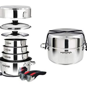 Magma Products, A10-366-2-IND Gourmet Nesting Stainless Steel Induction Cookware Set with Non-Stick Ceramica (10 Piece), silver