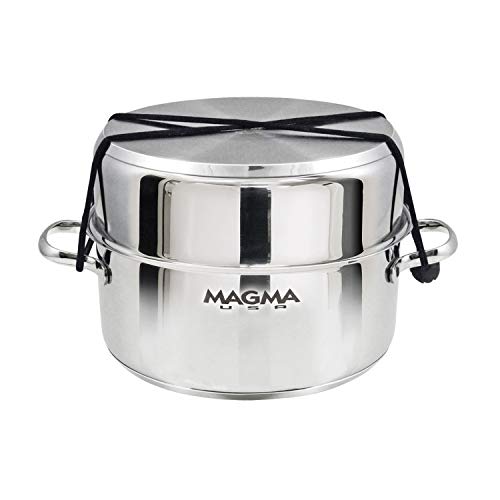 Magma Products, A10-366-2-IND Gourmet Nesting Stainless Steel Induction Cookware Set with Non-Stick Ceramica (10 Piece), silver