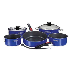 magma products, a10-366-cb-2-in gourmet nesting 10-piece colored stainless steel induction cookware set with ceramica non-stick