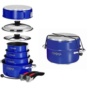 Magma Products, A10-366-CB-2-IN Gourmet Nesting 10-Piece Colored Stainless Steel Induction Cookware Set with Ceramica Non-Stick