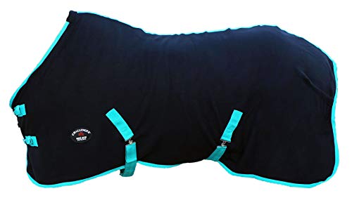 CHALLENGER 66" Horse Sheet Polar Fleece Cooler Exercise Blanket Wicks Moisture Turquoise 4350