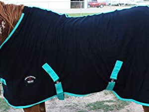 CHALLENGER 66" Horse Sheet Polar Fleece Cooler Exercise Blanket Wicks Moisture Turquoise 4350