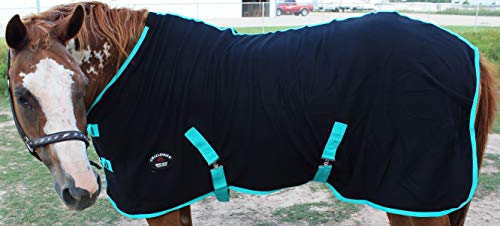 CHALLENGER 66" Horse Sheet Polar Fleece Cooler Exercise Blanket Wicks Moisture Turquoise 4350