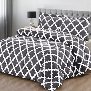 Utopia Bedding - Comforter Bedding Set with 2 Pillow Shams - Bedding Comforter Sets - Down Alternative Comforter - Soft and Comfortable - Machine Washable, Quatrefoil Gray, Queen