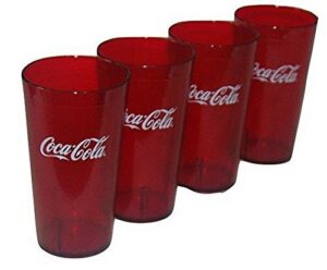 carlisle paddles coca cola logo ruby red plastic tumblers set of 4-16oz (coke)