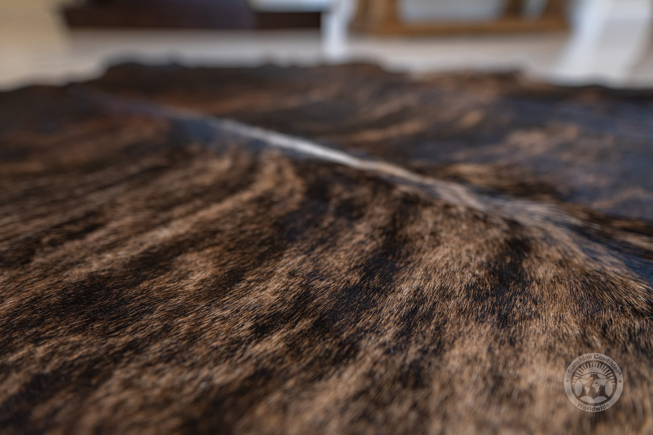 Genuine Dark Brindle Cowhide Rug 6 x 6-7 ft. 180 x 210 cm