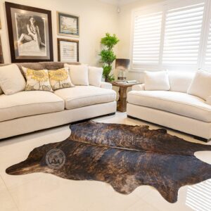 Genuine Dark Brindle Cowhide Rug 6 x 6-7 ft. 180 x 210 cm