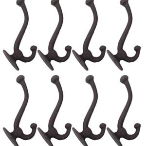 8 Coat Hooks Cast Iron Black School Style Mission Hat Hook Hall Tree Acorn Hook