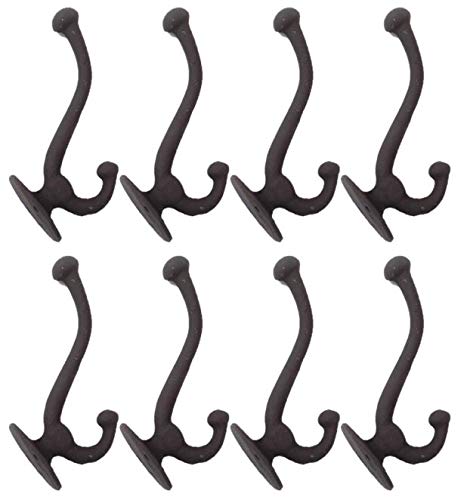 8 Coat Hooks Cast Iron Black School Style Mission Hat Hook Hall Tree Acorn Hook