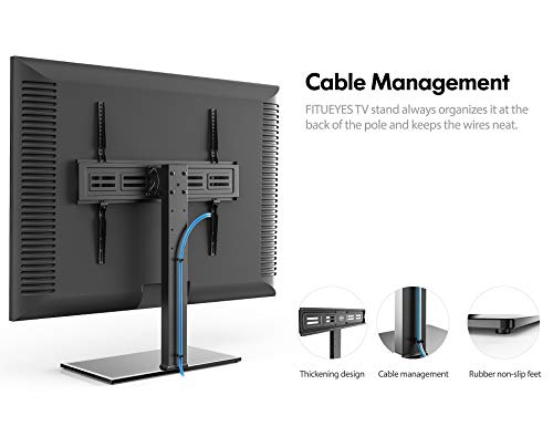 FITUEYES Universal TV Stand/Base Swivel Tabletop TV Stand with Mount for 50 to 85 inch Flat Screen TV 100 Degree Swivel, 4 Level Height Adjustable,Tempered Glass Base,Holds up to 143lbs Screens