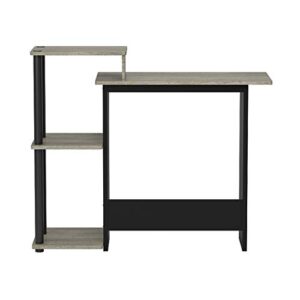 Furinno Efficient Home Laptop Notebook Computer Desk with Square Shelves, French Oak Grey/Black