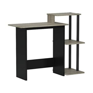 Furinno Efficient Home Laptop Notebook Computer Desk with Square Shelves, French Oak Grey/Black