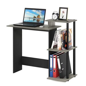 Furinno Efficient Home Laptop Notebook Computer Desk with Square Shelves, French Oak Grey/Black