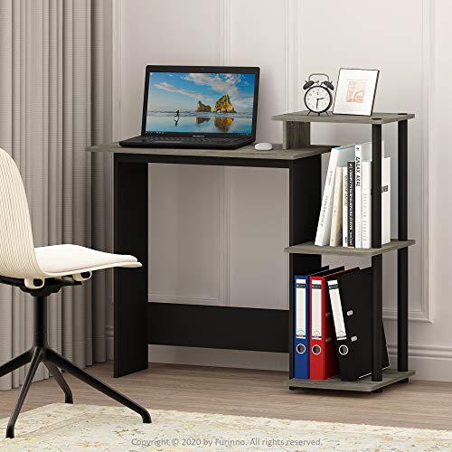 Furinno Efficient Home Laptop Notebook Computer Desk with Square Shelves, French Oak Grey/Black