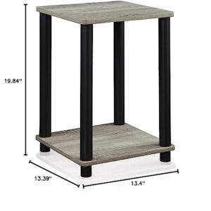 FURINNO Turn-N-Tube Haydn End Table, 1-Pack, French Oak Grey/Black