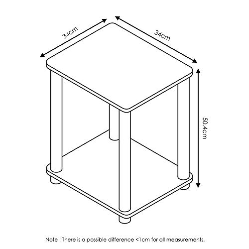 FURINNO Turn-N-Tube Haydn End Table, 1-Pack, French Oak Grey/Black