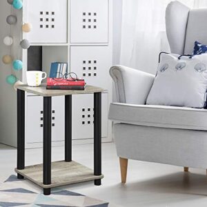 FURINNO Turn-N-Tube Haydn End Table, 1-Pack, French Oak Grey/Black