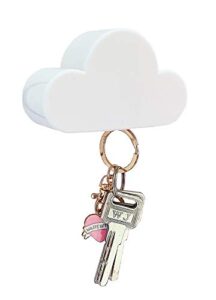 haptime cloud key holder, magnetic key holder for wall, cute decorative way to hold your keys, easy to install, great for entryway, foyer, garage door, fefrigerator etc.(white)