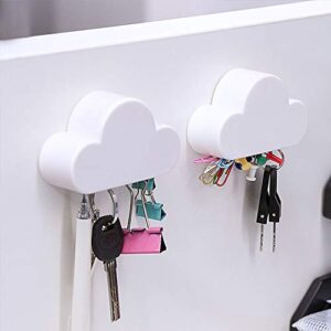 HAPTIME Cloud Key Holder, Magnetic Key Holder for Wall, Cute Decorative Way to Hold Your Keys, Easy to Install, Great for Entryway, Foyer, Garage Door, Fefrigerator etc.(White)