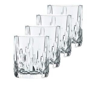 nachtmann shu fa series whiskey tumbler set of 4, clear crystal glass, 4-inch, tumbler for scotch, cocktail, liquor, or bourbon, 11-ounce, dishwasher safe