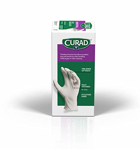 Curad Comfort Wear Latex Exam Gloves, Powder-Free, One Size Fits Most, 100 count