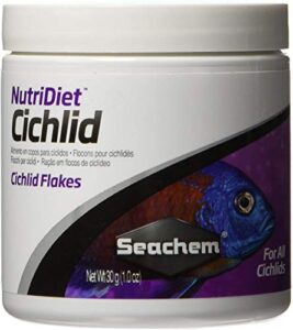 seachem nutridiet cichlid fish flakes - probiotic formula with garlicguard 100g