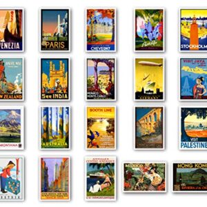 VINTAGE TRAVEL POSTERS postcard set of 20. Post cards depicting the original 1920s-1940s posters. Variety pack poster reprint postcards. Made in USA.