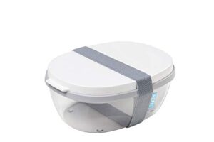 mepal, duo-salad box with 2 compartments for food storage, plus a detachable mini box, portable, bpa free, nordic white, holds 1900ml|64.2oz, 1 count