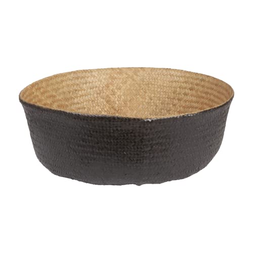 Bloomingville Handwoven Seagrass Folding Basket with Handles, Natural and Black