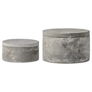 bloomingville set of 2 grey round decorative cement lids boxes