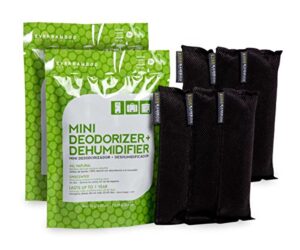 ever bamboo mini deodorizer & dehumidifier w/natural bamboo charcoal ((3-pack, 3 x 25 g) x 2)