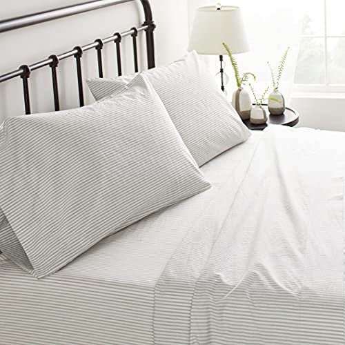 Tommy Bahama Home Sheets Cotton Percale Bedding Set, Crisp & Cool, Stylish Home Decor, Queen, Paloma Beach Gray