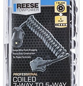 Reese Towpower 85360 7-Way Round to 5-Way Flat Coiled Wiring Adapter