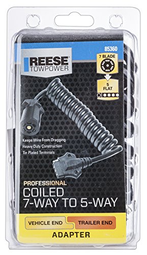 Reese Towpower 85360 7-Way Round to 5-Way Flat Coiled Wiring Adapter