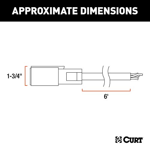 CURT 56611 Extreme Temperature, Cold Weather 7-Pin RV Blade Trailer Wiring Harness Plug, 6-Foot Blunt-Cut Wires, -40F to 221F Degree Rating