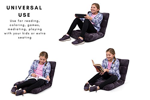 BIRDROCK HOME Adjustable 14-Position Memory Foam Floor Chair for Kids | 22.5" H x 19" W. 5.5" Thick Cushion | Eggplant | Comfy Back Support | Reading Game Meditating | Foldable Banana Rocker Chairs