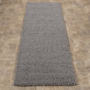 sweet home stores cozy shag collection grey solid shag rug (2'0"x4'11") contemporary living and bedroom soft shaggy runner rug