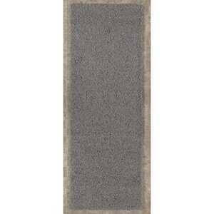 Sweet Home Stores Cozy Shag Collection Grey Solid Shag Rug (2'0"X4'11") Contemporary Living and Bedroom Soft Shaggy Runner Rug