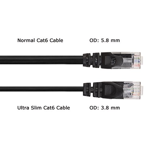 Cable Matters 10Gbps Snagless Cat 6, Cat6 Ultra Thin Ethernet Cable 25 ft (Thin Cat6 Cable) in Black