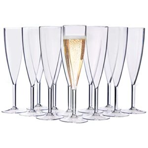 us acrylic plastic 5 ounce one piece champagne flute in clear | set of 12 wine stems | reusable, bpa-free, made in the usa, top-rack dishwasher safe