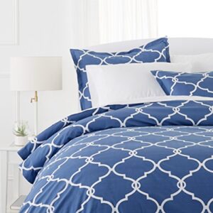 amazon brand – pinzon 300 thread count 100% cotton percale duvet cover set - twin, bijou blue